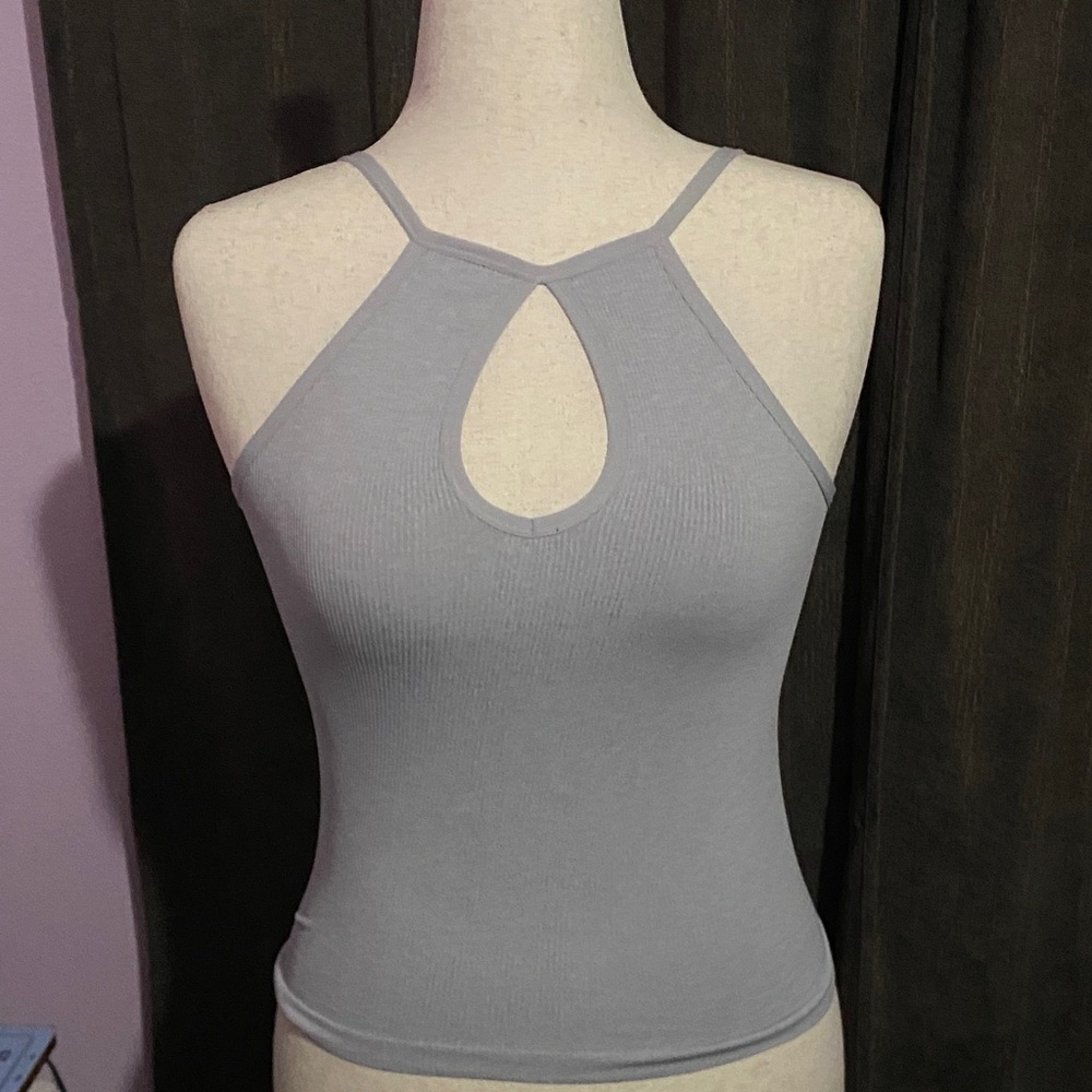 Gray Ribbed Women's Top